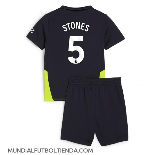 Camiseta Manchester City John Stones #5 Segunda Equipación Replica 2024-25 para niños mangas cortas (+ Pantalones cortos)